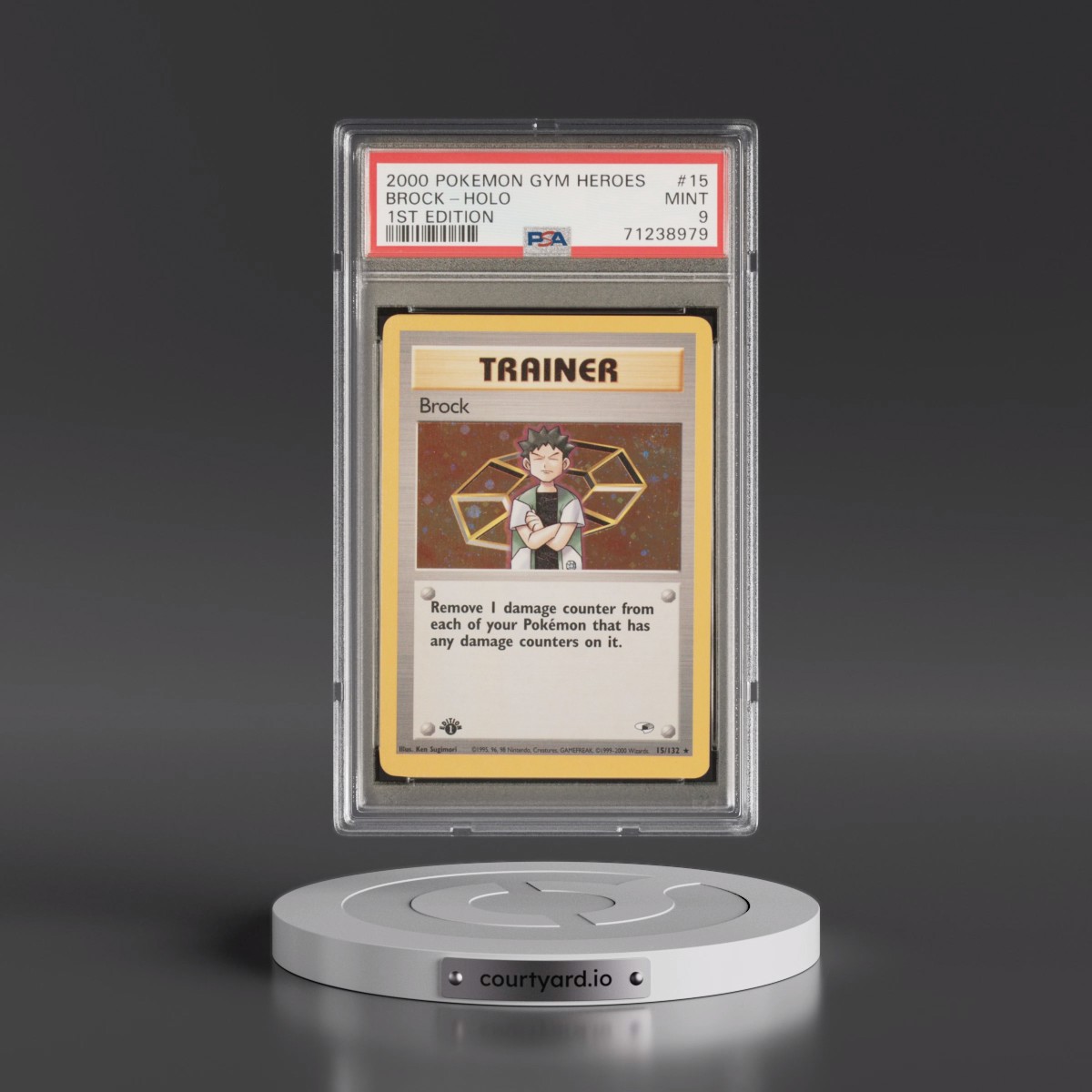 2000 Pokémon Gym Heroes #15 Brock - 1st Edition Holo (PSA 9 MINT)