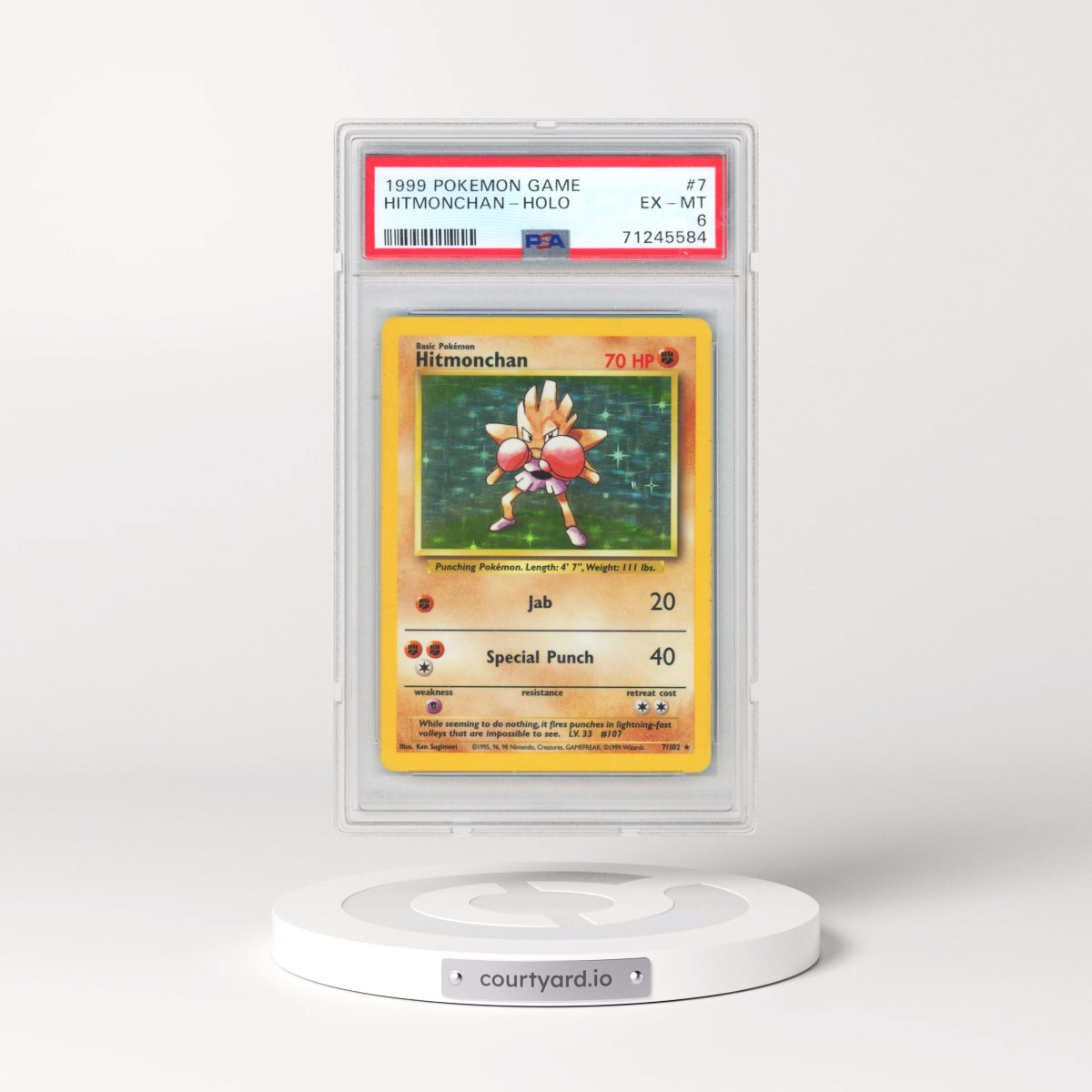 1999 Pokémon Game #7 Hitmonchan - Holo (PSA 6 EX-MT)