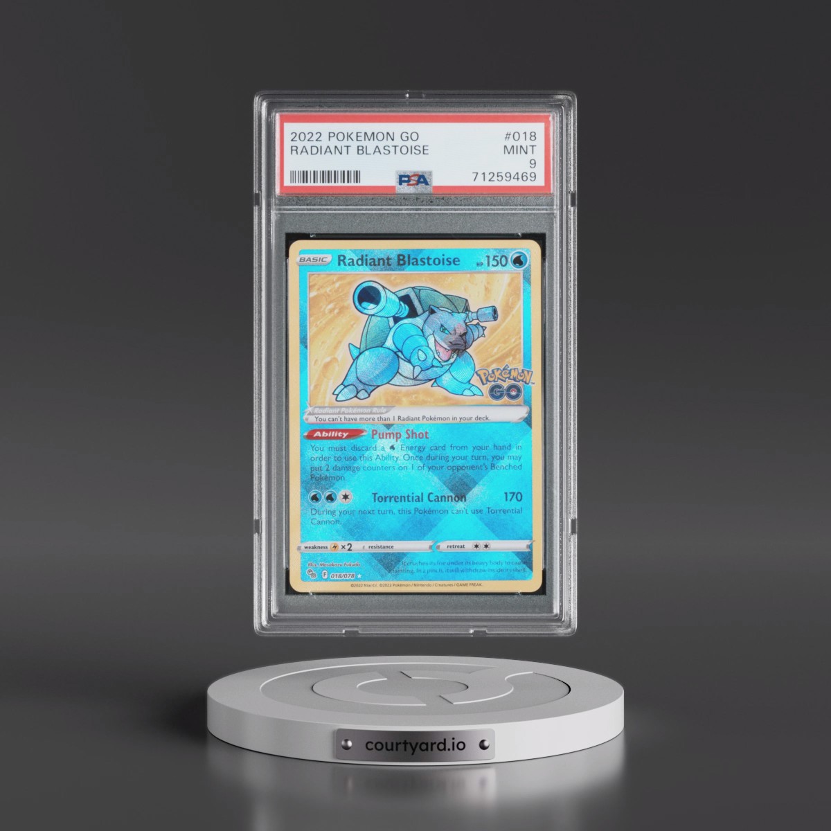 2022 Pokémon Go Radiant Blastoise - Holo #018 PSA 9