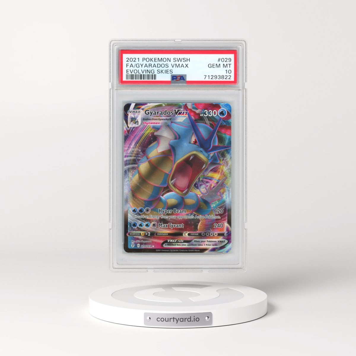 2021 Pokémon Sword & Shield Evolving Skies #029 Gyarados Vmax - Full Art (PSA 10 GEM MINT)