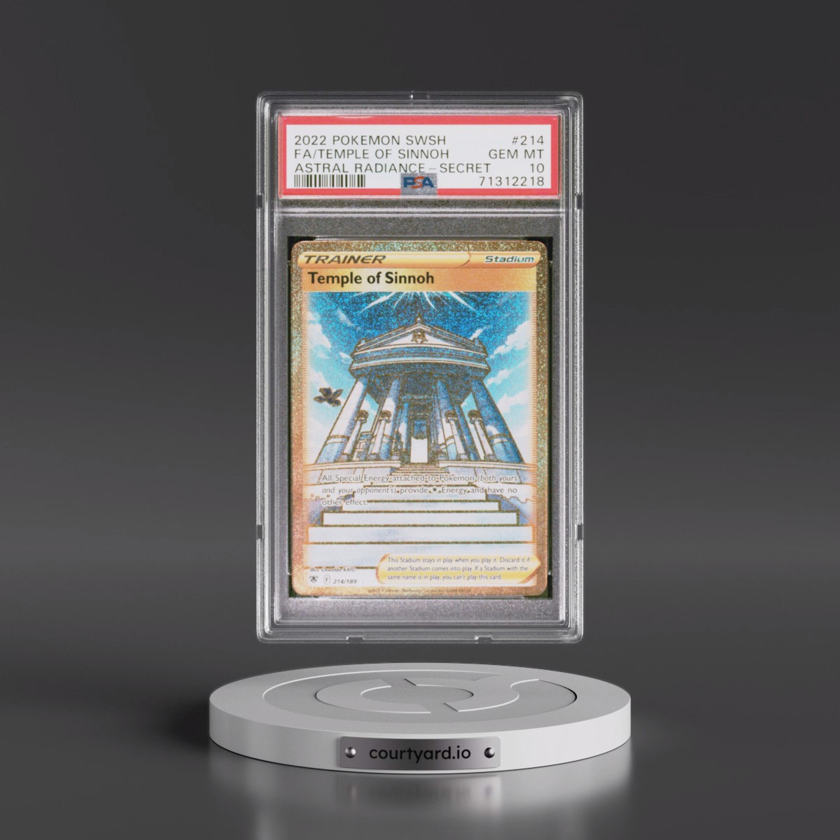 2022 Pokémon Sword & Shield Astral Radiance #214 Temple of Sinnoh - Full Art Secret (PSA 10 GEM MINT)