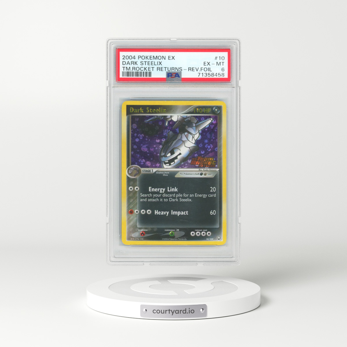 2004 Pokémon EX Team Rocket Returns #10 Dark Steelix - Reverse Foil (PSA 6 EX-MT)