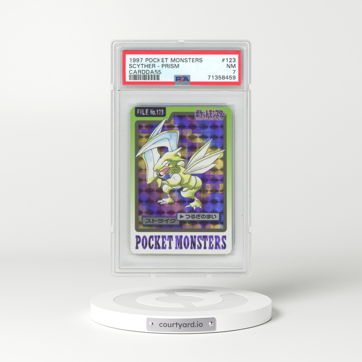 1997 Pocket Monsters Carddass #123 Scyther-Prism (PSA 7 NM)