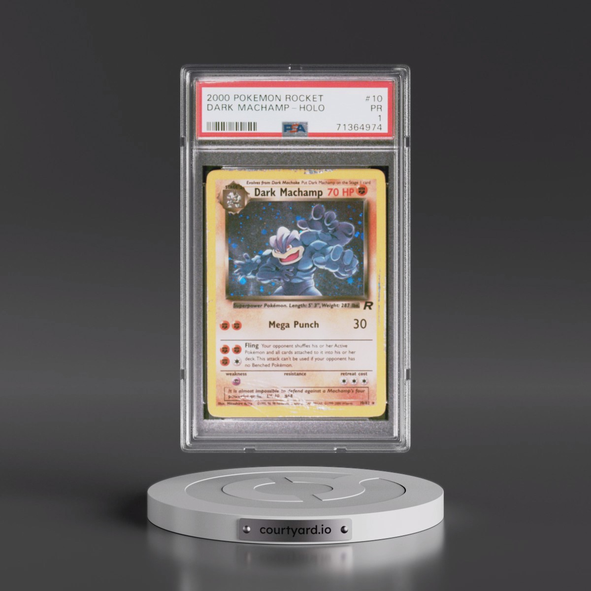 2000 Pokémon Rocket #10 Dark Machamp - Holo (PSA 1 PR)