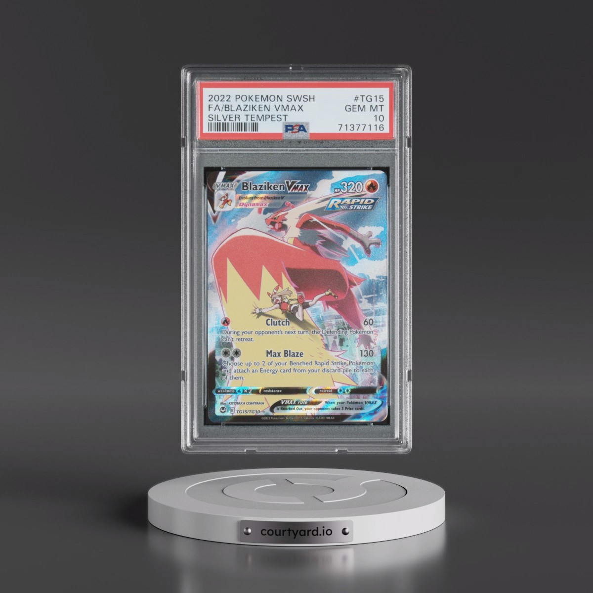 2022 Pokémon Sword & Shield Silver Tempest #TG15 Blaziken Vmax - Full Art (PSA 10 GEM MINT)