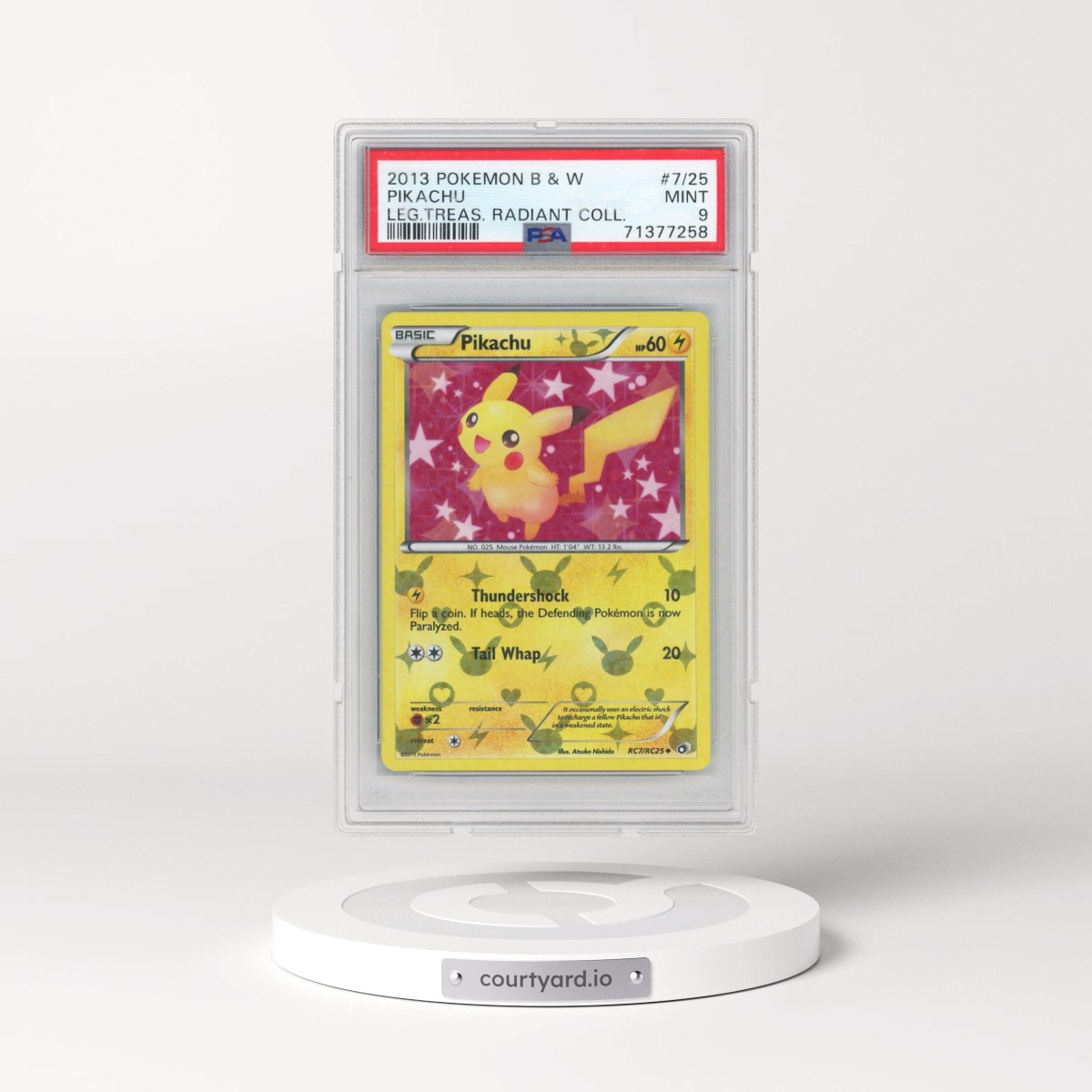 2013 Pokémon Black & White Legendary Treasures Radiant Collection #7/25 Pikachu (PSA 9 MINT)