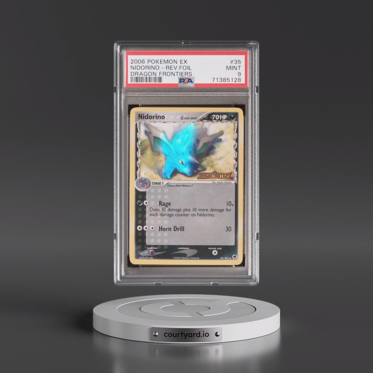 2006 Pokémon EX Dragon Frontiers #35 Nidorino - Reverse Foil (PSA 9 MINT)