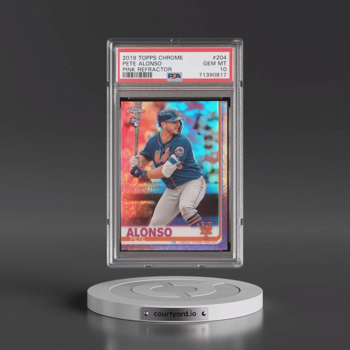 2019 Topps Chrome #204 Pete Alonso - Pink Refractor (PSA 10 GEM MINT)