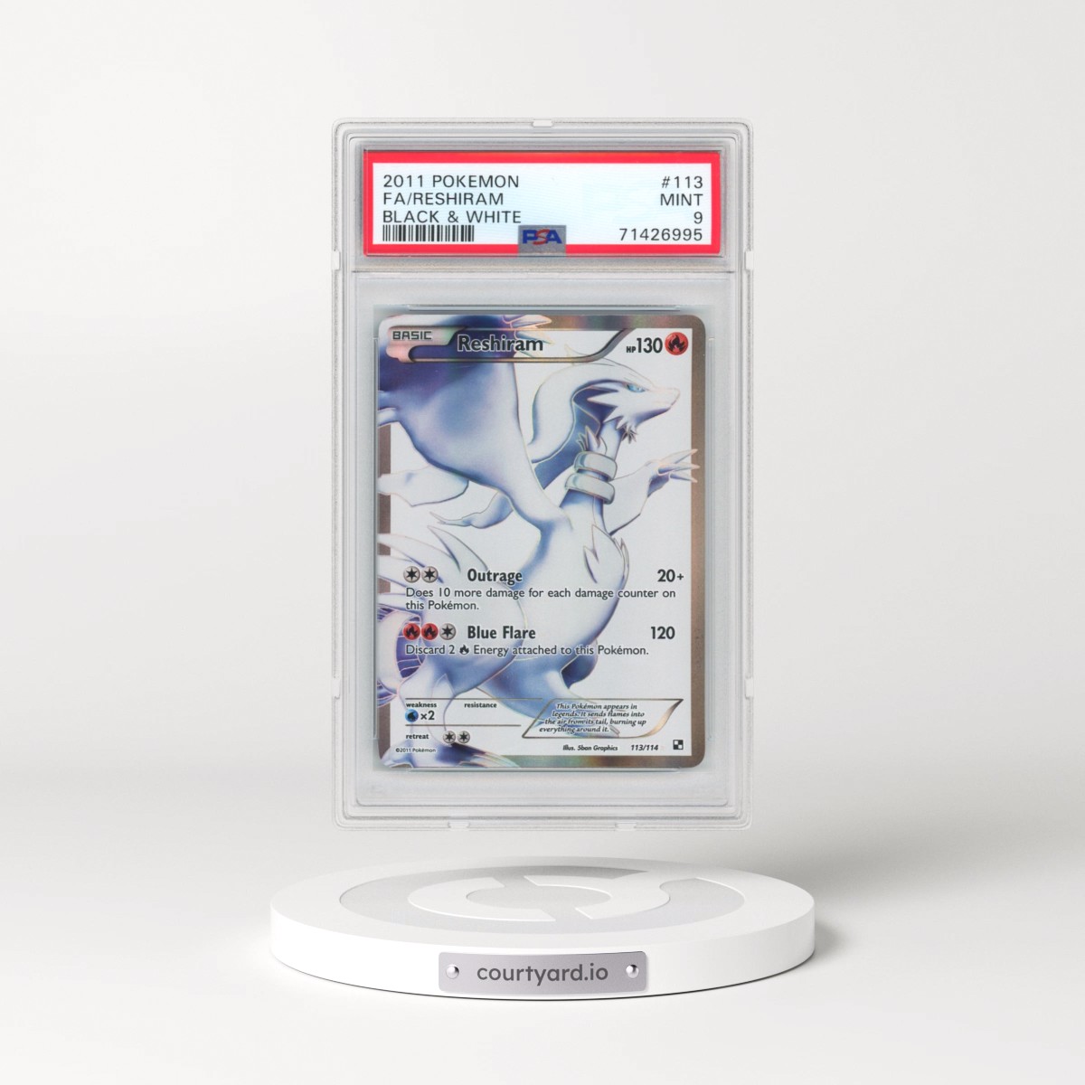 2011 Pokémon Black & White #113 Reshiram - Full Art (PSA 9 MINT)