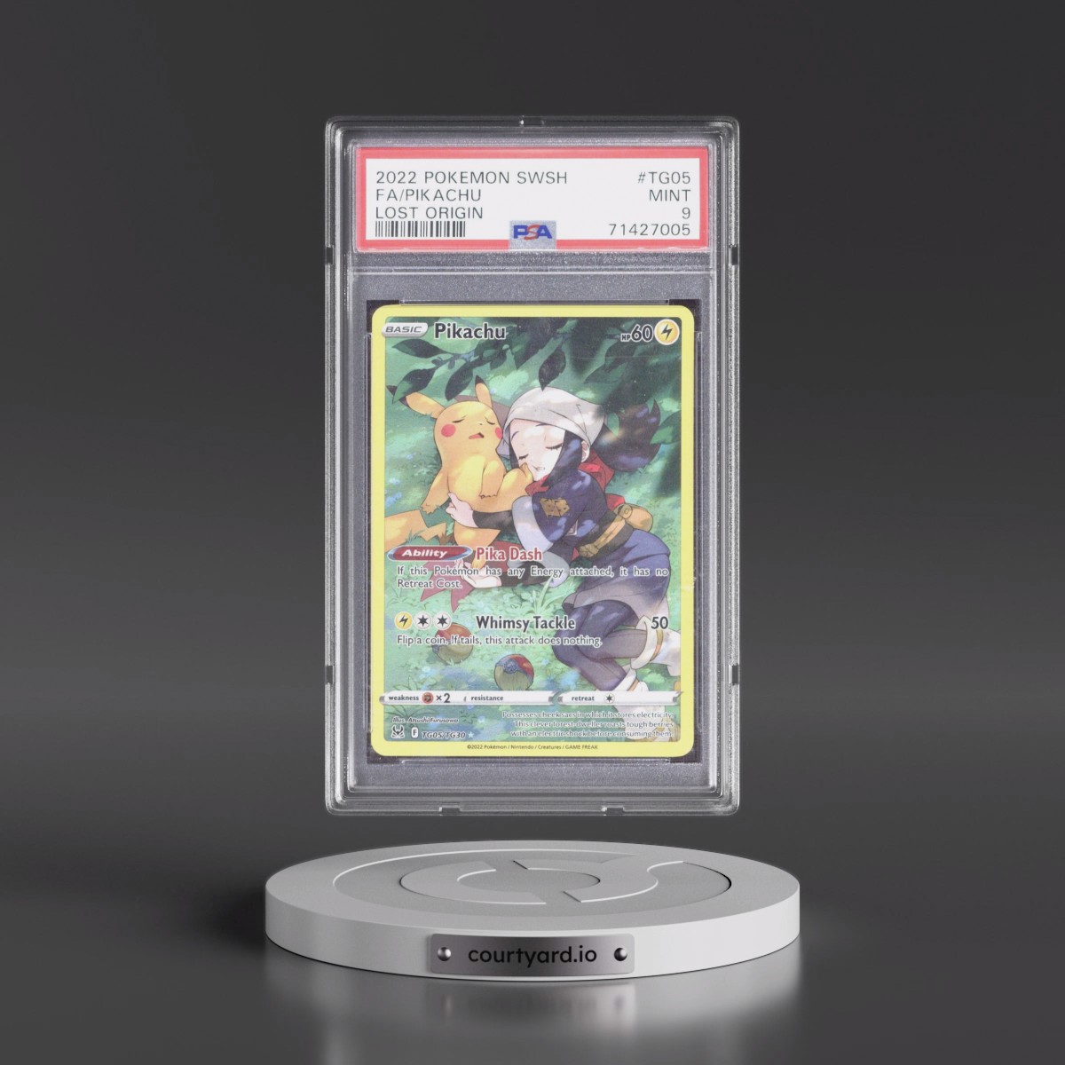 2022 Pokémon Sword & Shield Lost Origin #TG05 Pikachu - Full Art (PSA 9 MINT)