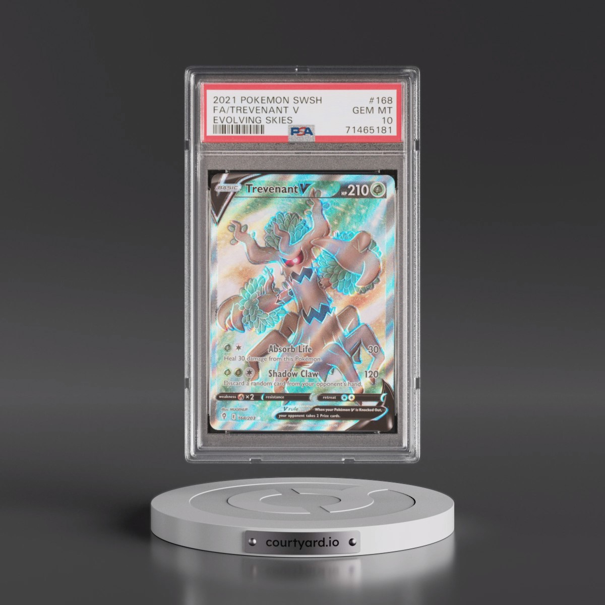 2021 Pokémon Sword & Shield Evolving Skies #168 Trevenant V - Holo Full Art (PSA 10 GEM MINT)