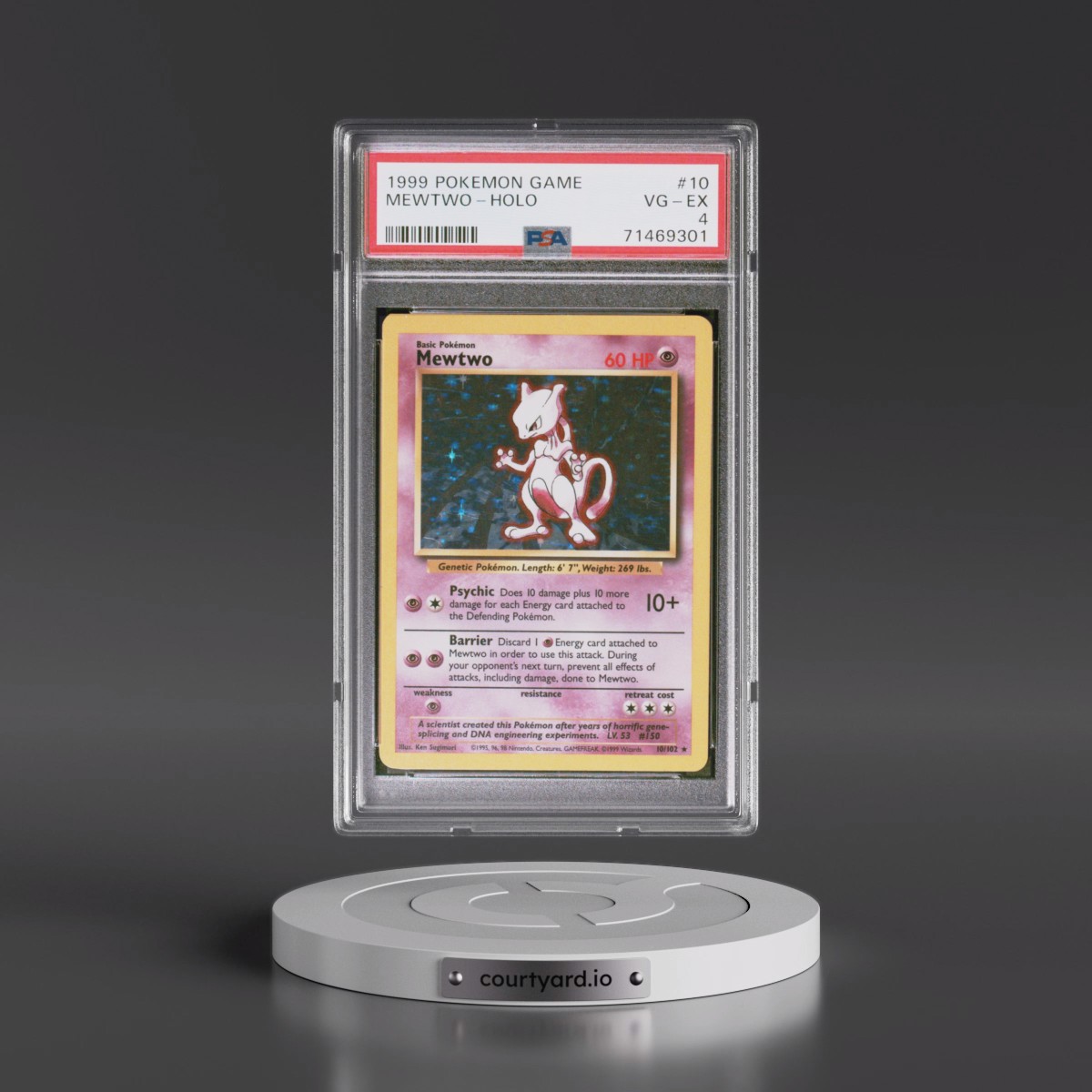 1999 Pokémon Game #10 Mewtwo - Holo (PSA 4 VG-EX)