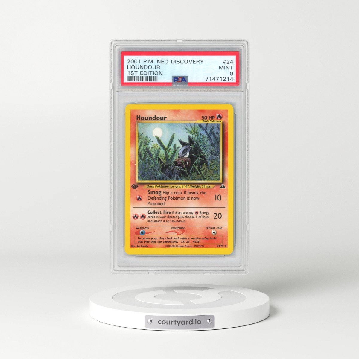2001 Pokémon Neo Discovery #24 Houndour - 1st Edition (PSA 9 MINT)