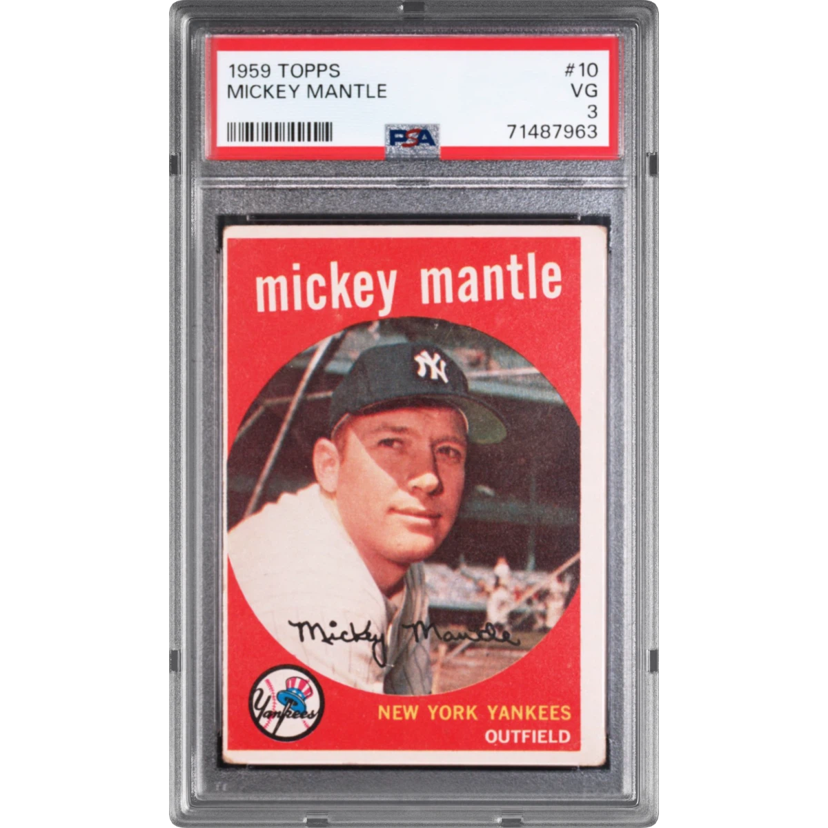 1959 Topps #10 Mickey Mantle (PSA 3 VG)