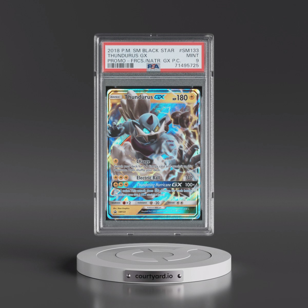 2018 Pokémon SM Black Star Promo #SM133 Thundurus GX - Holo Forces of Nature GX Premium Collection (PSA 9 MINT)