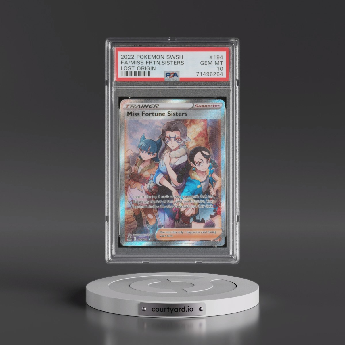 2022 Pokémon Sword & Shield Lost Origin #194 Miss Fortune Sisters - Full Art (PSA 10 GEM MINT)
