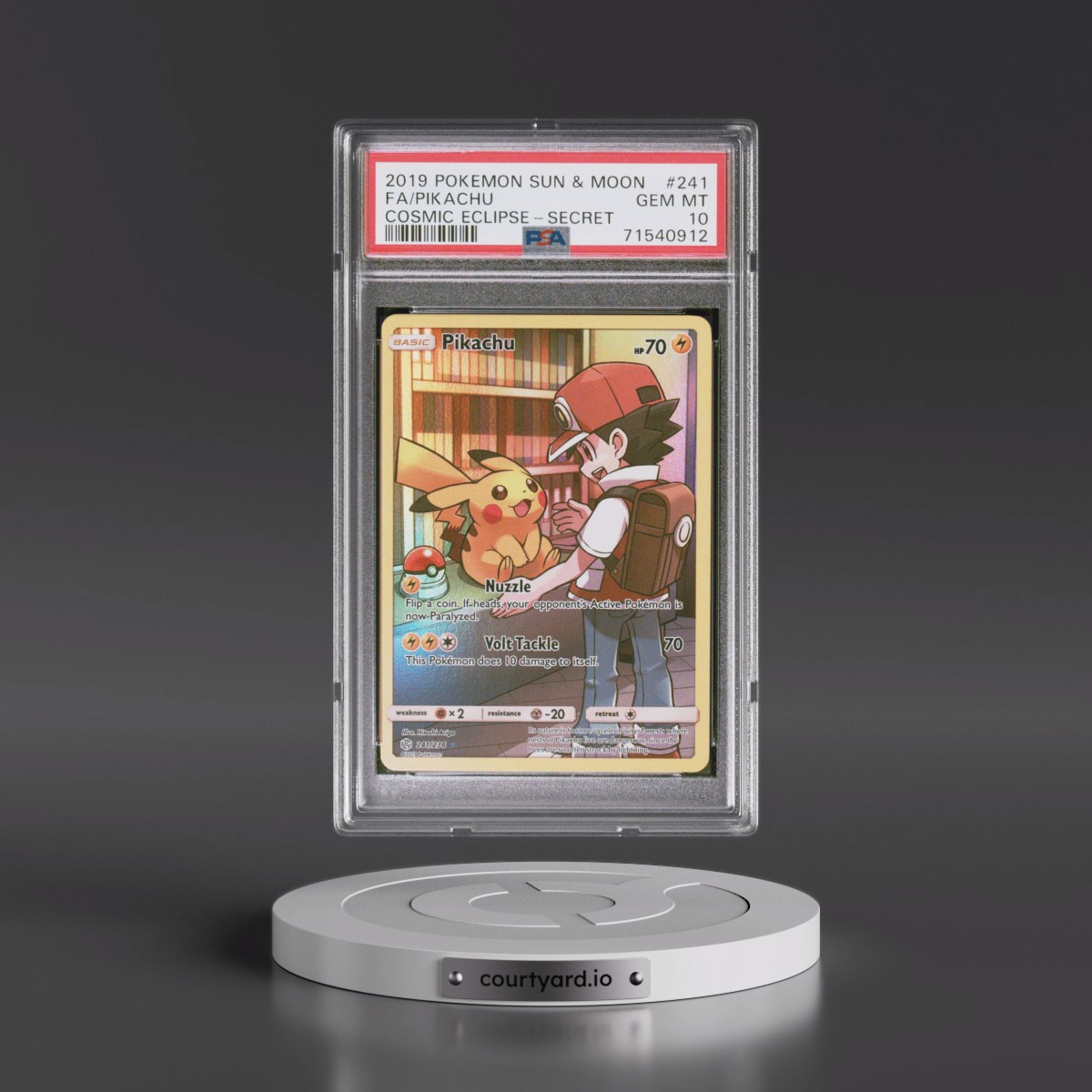2019 Pokémon Sun & Moon Cosmic Eclipse Pikachu - Full Art Secret #241 PSA 10