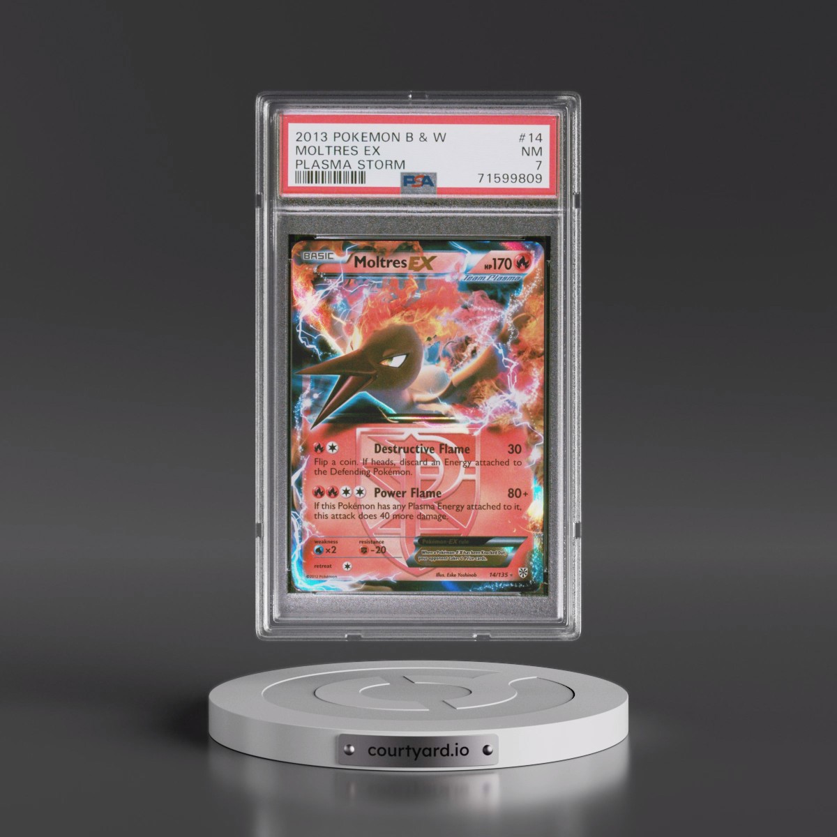 2013 Pokémon Black & White Plasma Storm #14 Moltres EX - Holo (PSA 7 NM)
