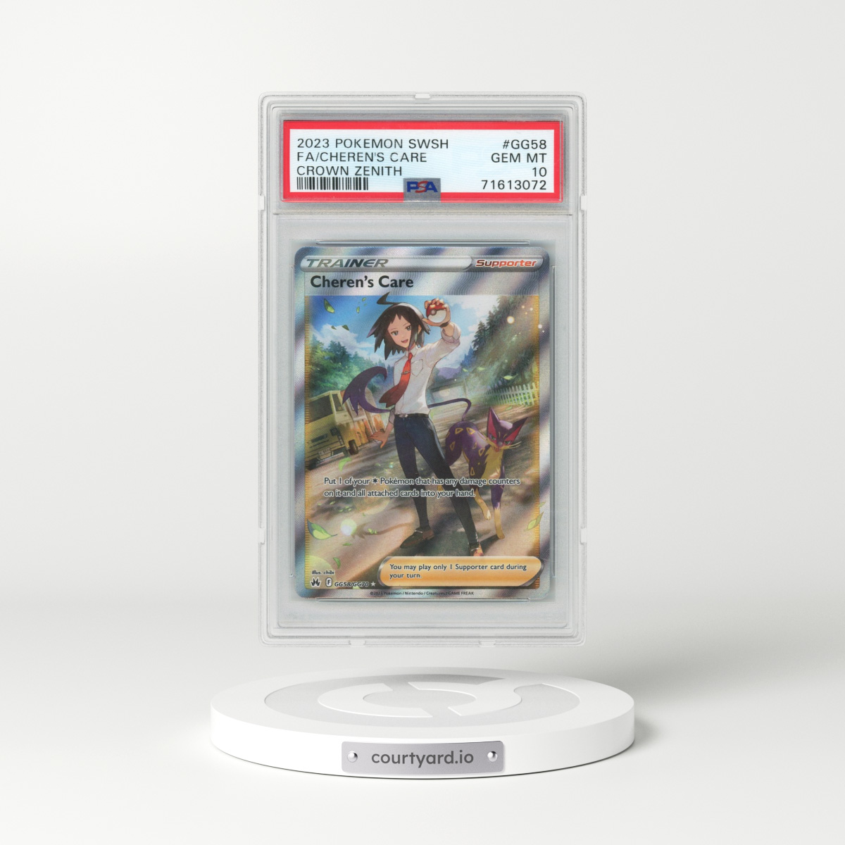 2023 Pokémon Sword and Shield Crown Zenith #GG58 Cheren's Care - Full Art (PSA 10 GEM MINT)
