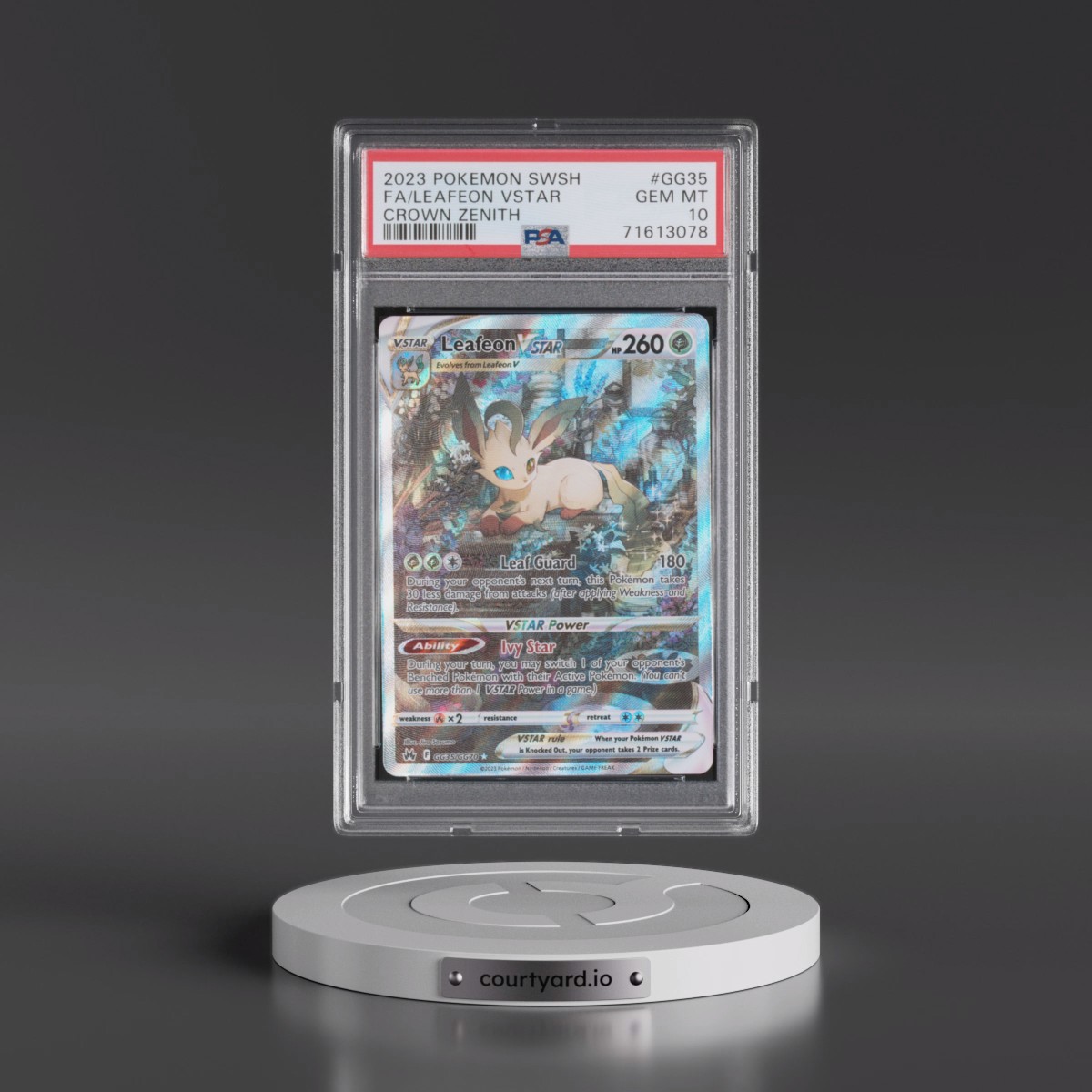 2023 Pokémon Sword and Shield Crown Zenith #GG35 Leafeon Vstar - Full Art (PSA 10 GEM MINT)