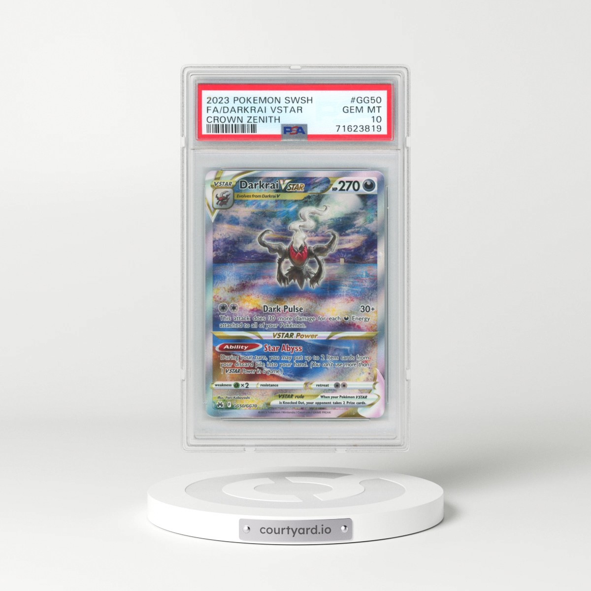 2023 Pokémon Sword and Shield Crown Zenith #GG50 Darkrai Vstar - Full Art (PSA 10 GEM MINT)