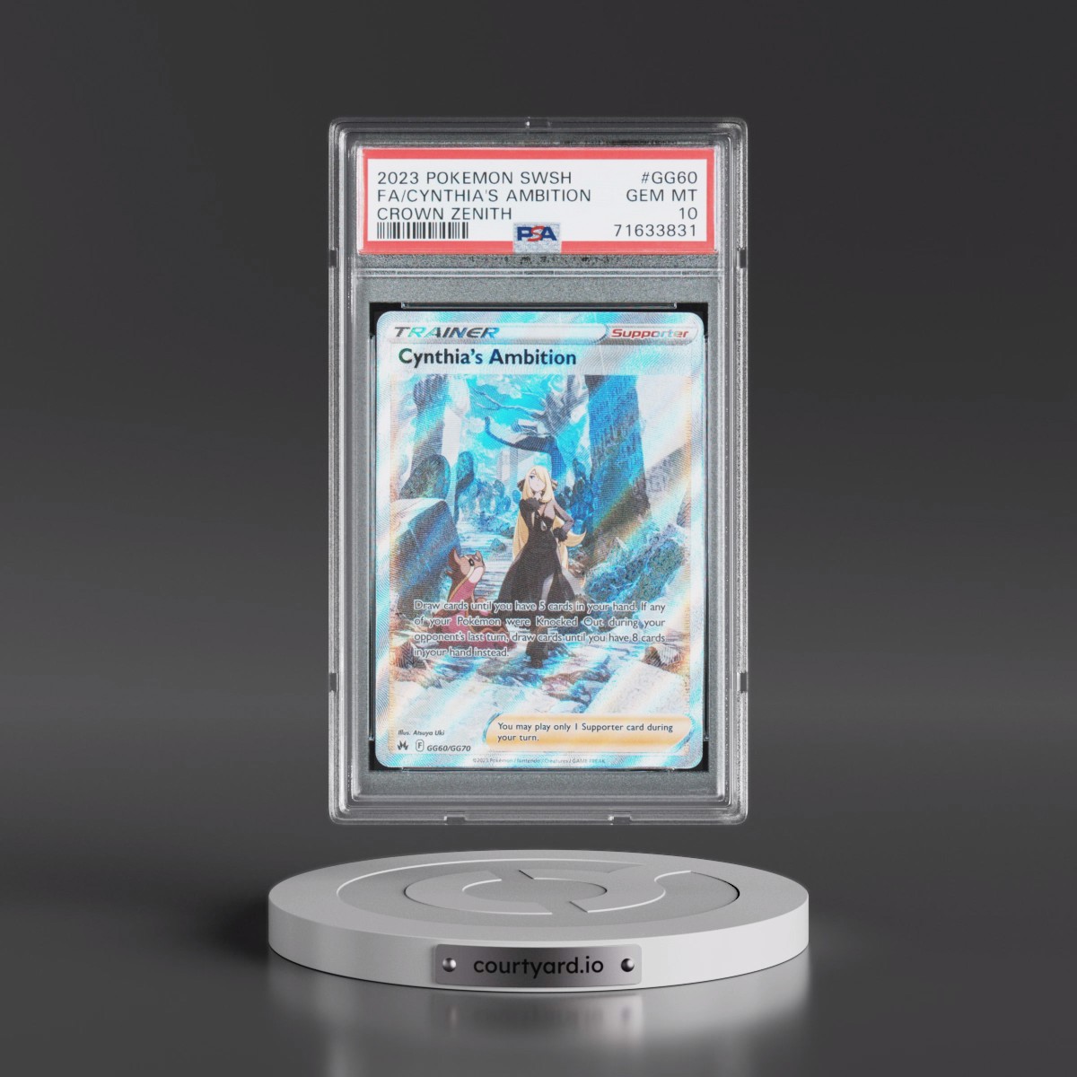 2023 Pokémon Sword and Shield Crown Zenith #GG60 Cynthia's Ambition - Full Art (PSA 10 GEM MINT)