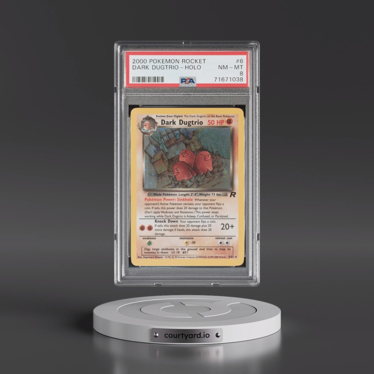 2000 Pokémon Rocket #6 Dark Dugtrio - Holo (PSA 8 NM-MT)