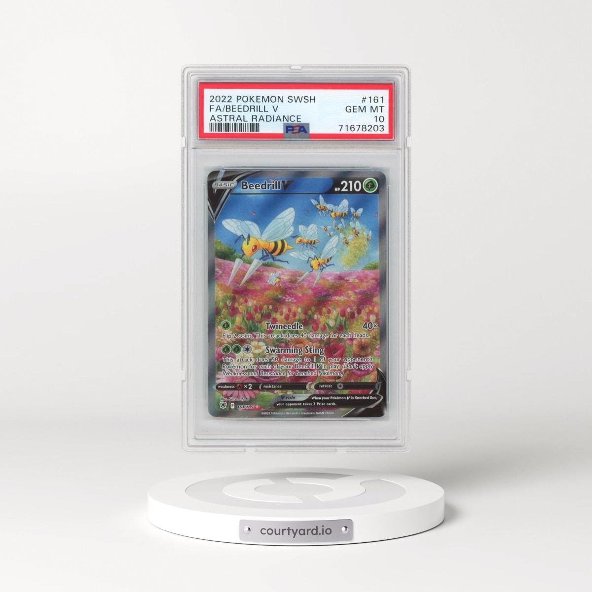 2022 Pokémon Sword & Shield Astral Radiance #161 Beedrill V - Holo Full Art (PSA 10 GEM MINT)
