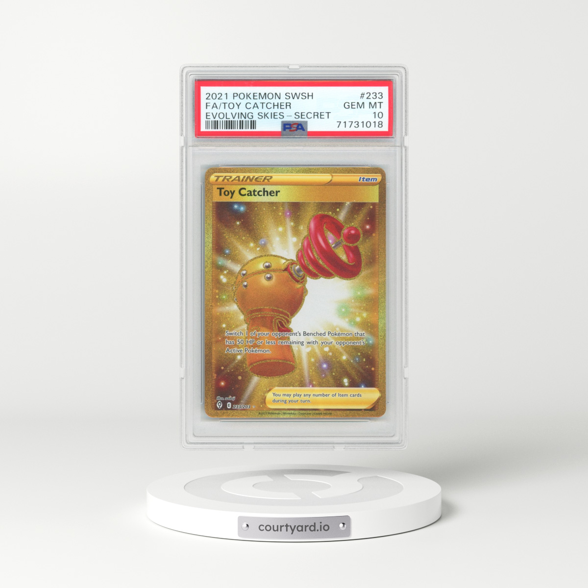 2021 Pokémon Sword & Shield Evolving Skies #233 Toy Catcher - Full Art Secret (PSA 10 GEM MINT)