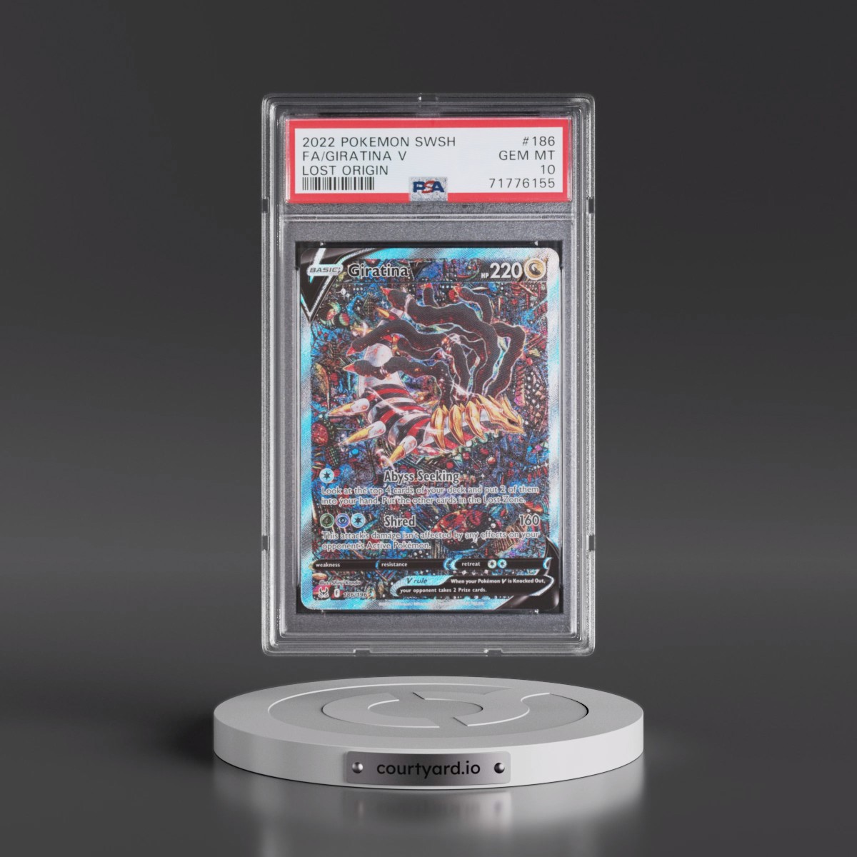 2022 Pokémon Sword & Shield Lost Origin #186 Giratina V - Holo Full Art (PSA 10 GEM MINT)