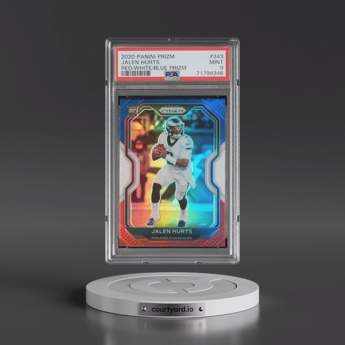 2020 Panini Prizm #343 Jalen Hurts - Red/White/Blue Prizm (PSA 9 MINT)