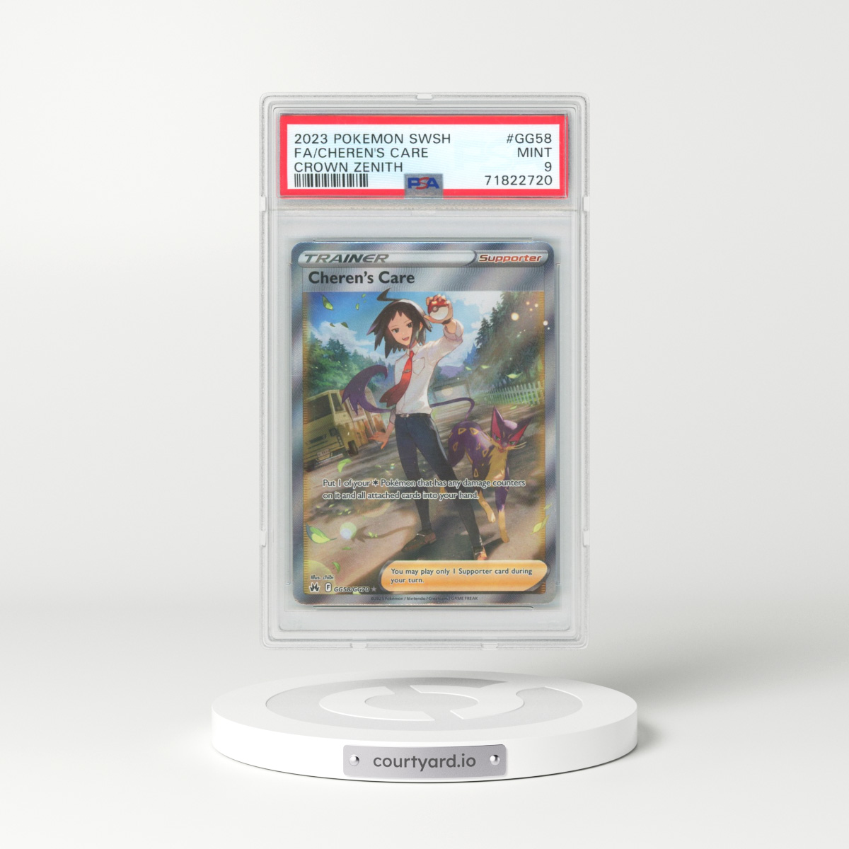 2023 Pokémon Sword and Shield Crown Zenith #GG58 Cheren's Care - Full Art (PSA 9 MINT)