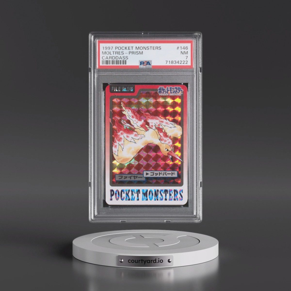 1997 Pocket Monsters Carddass #146 Moltres-Prism (PSA 7 NM)