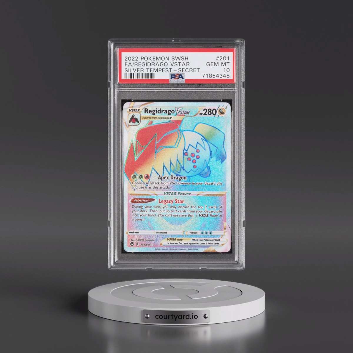 2022 Pokémon Sword & Shield Silver Tempest #201 Regidrago Vstar - Full Art Secret (PSA 10 GEM MINT)