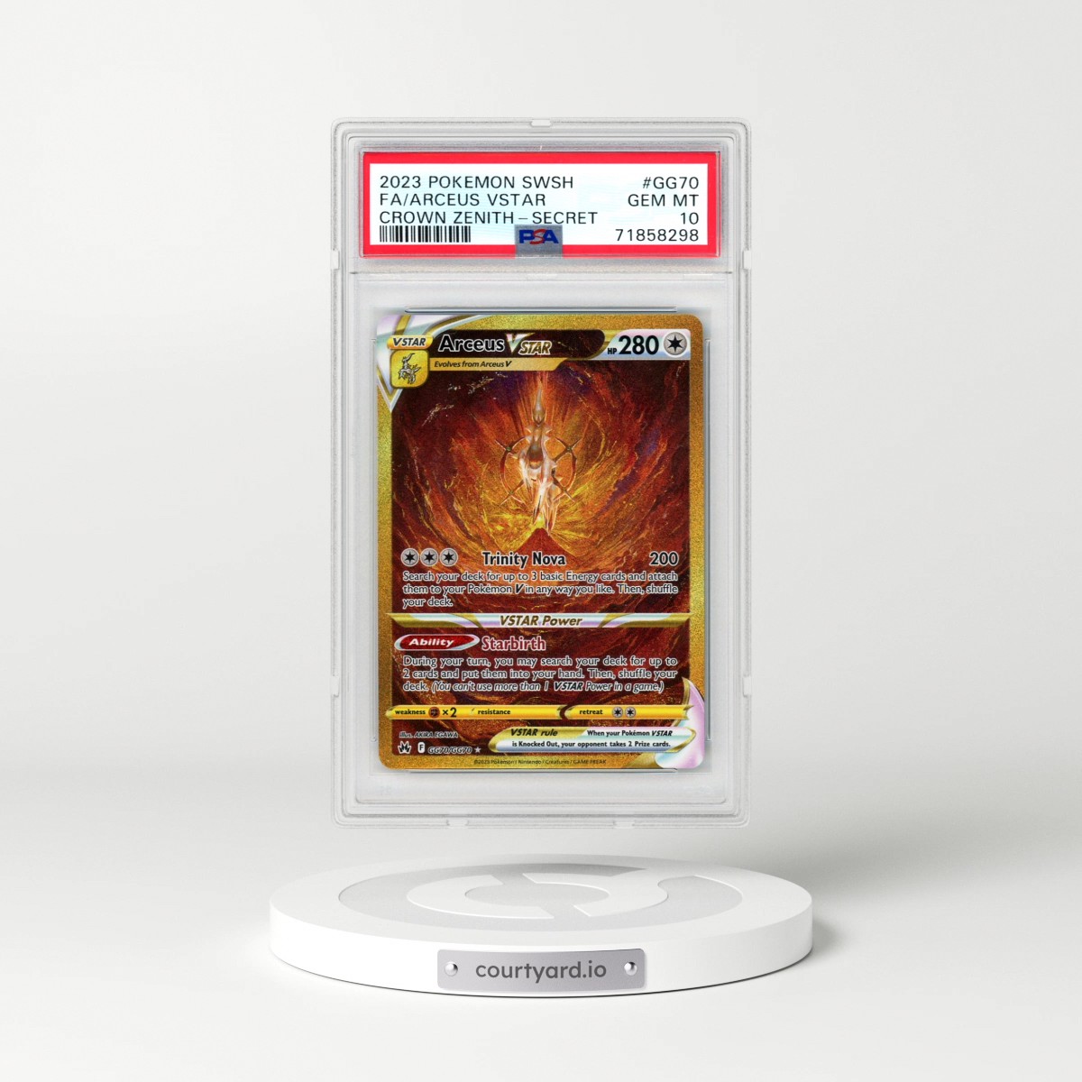 2023 Pokémon Sword and Shield Crown Zenith #GG70 Arceus Vstar - Full Art Secret (PSA 10 GEM MINT)