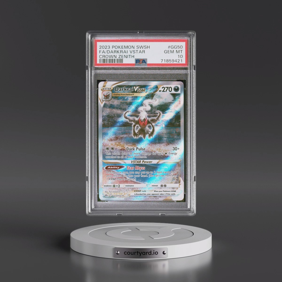 2023 Pokémon Sword and Shield Crown Zenith #GG50 Darkrai Vstar - Full Art (PSA 10 GEM MINT)