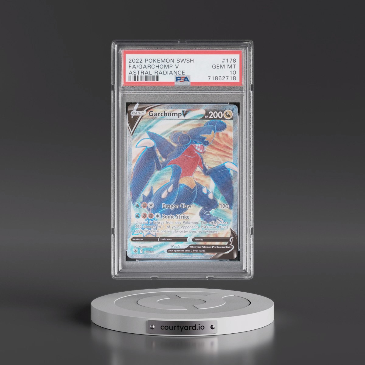 2022 Pokémon Sword & Shield Astral Radiance #178 Garchomp V - Holo Full Art (PSA 10 GEM MINT)