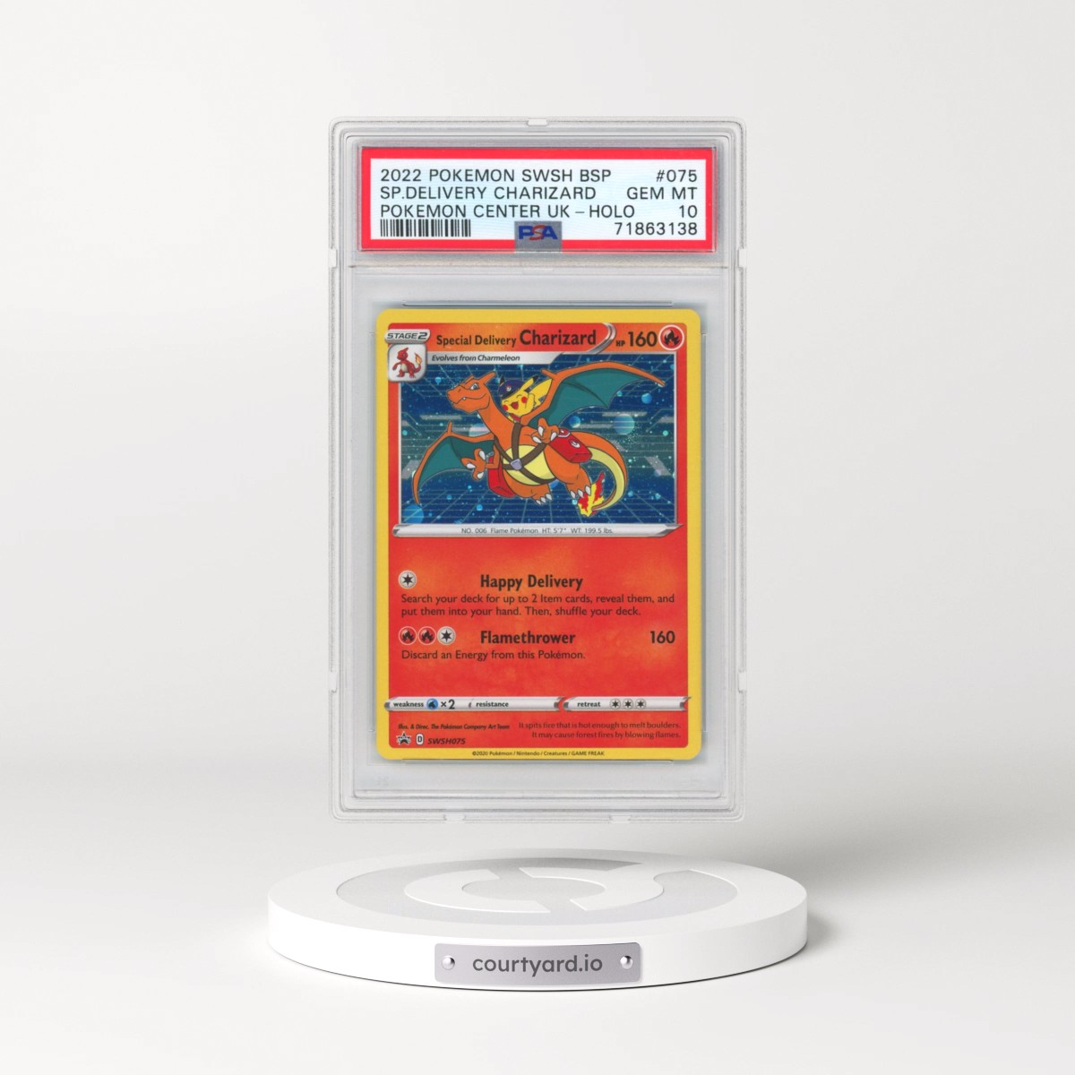 2022 Pokémon Swsh Black Star Promo #075 Special Delivery Charizard - Holo Pokemon Center United Kingdom (PSA 10 GEM MINT)