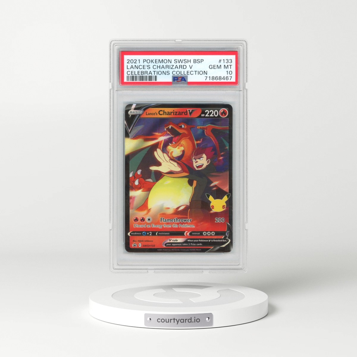 2021 Pokémon Swsh Black Star Promo #133 Lance's Charizard V - Holo Celebrations Collection (PSA 10 GEM MINT)