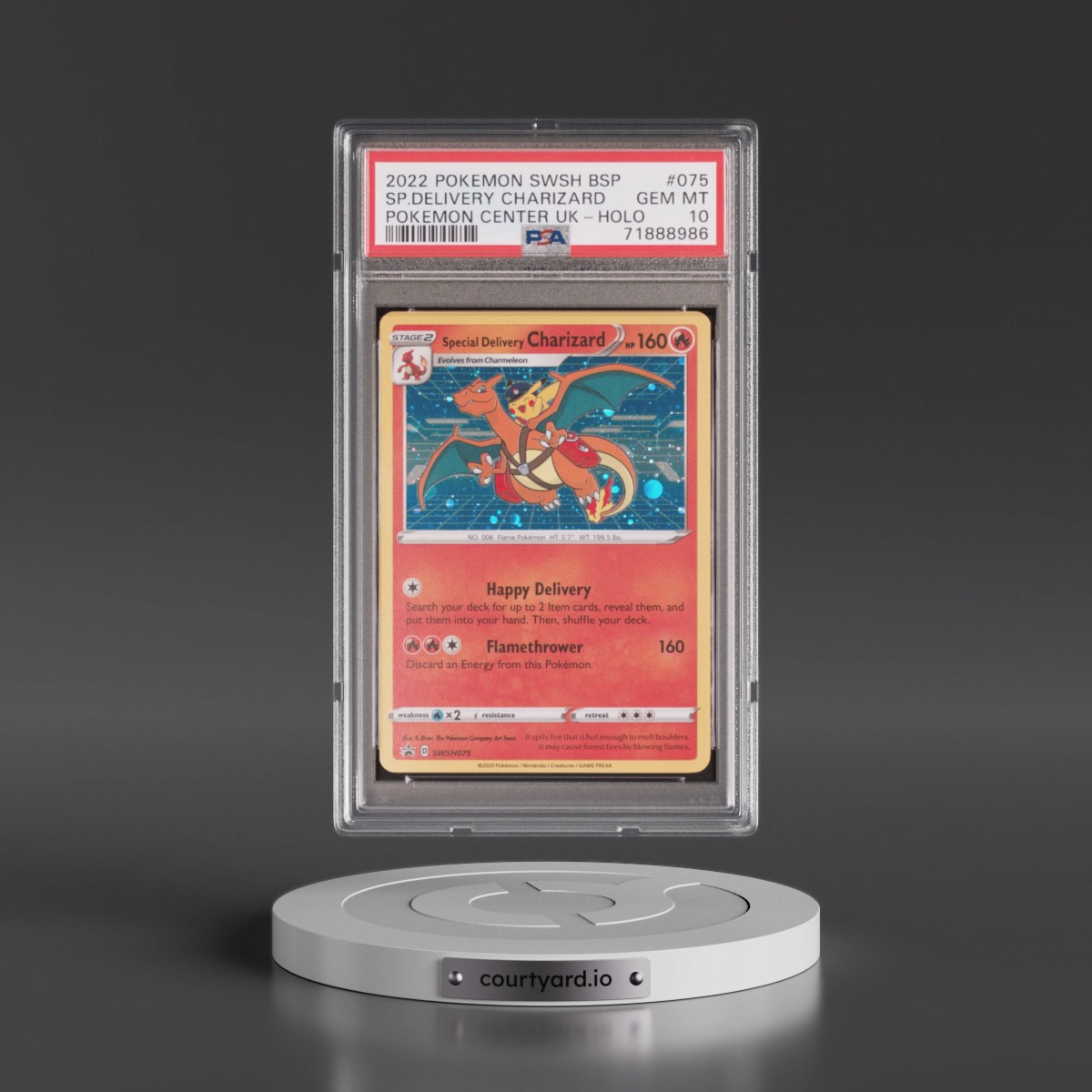 2022 Pokémon Swsh Black Star Promo Special Delivery Charizard - Holo Pokemon Center United Kingdom #075 PSA 10