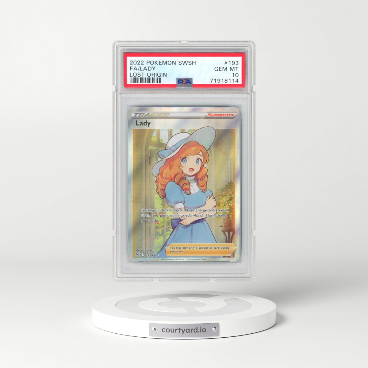 2022 Pokémon Sword & Shield Lost Origin #193 Lady - Full Art (PSA 10 GEM MINT)