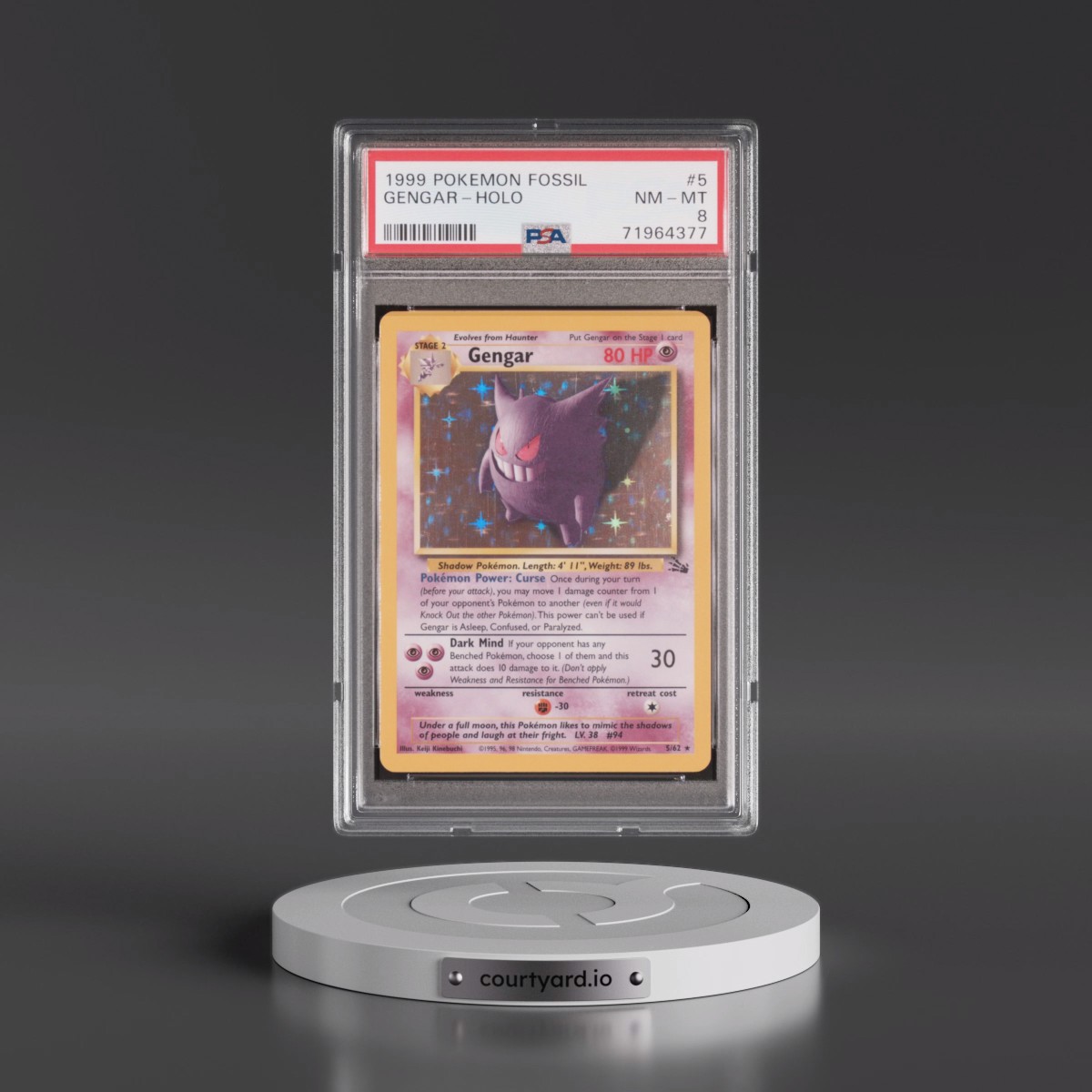 1999 Pokémon Fossil #5 Gengar - Holo (PSA 8 NM-MT)