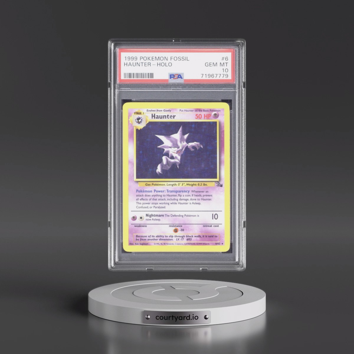 1999 Pokémon Fossil #6 Haunter - Holo (PSA 10 GEM MINT)