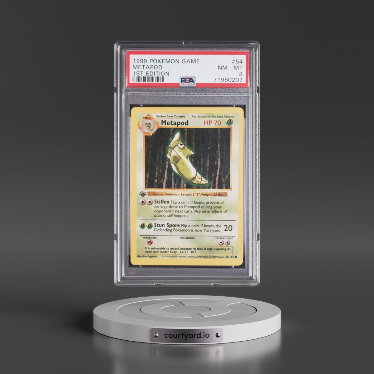 1999 Pokémon Game #54 Metapod - 1st Edition (PSA 8 NM-MT)