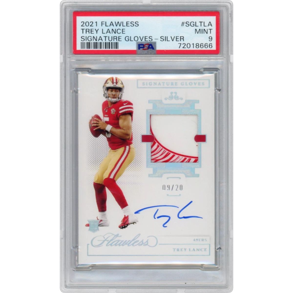 2021 Panini Flawless Signature Gloves #SGLTLA Trey Lance - Silver (PSA 9 MINT)