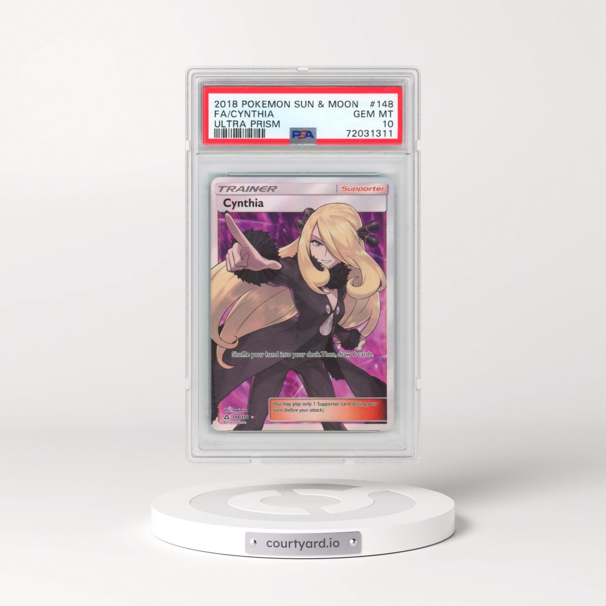 2018 Pokémon Sun & Moon Ultra Prism #148 Cynthia - Full Art (PSA 10 GEM MINT)