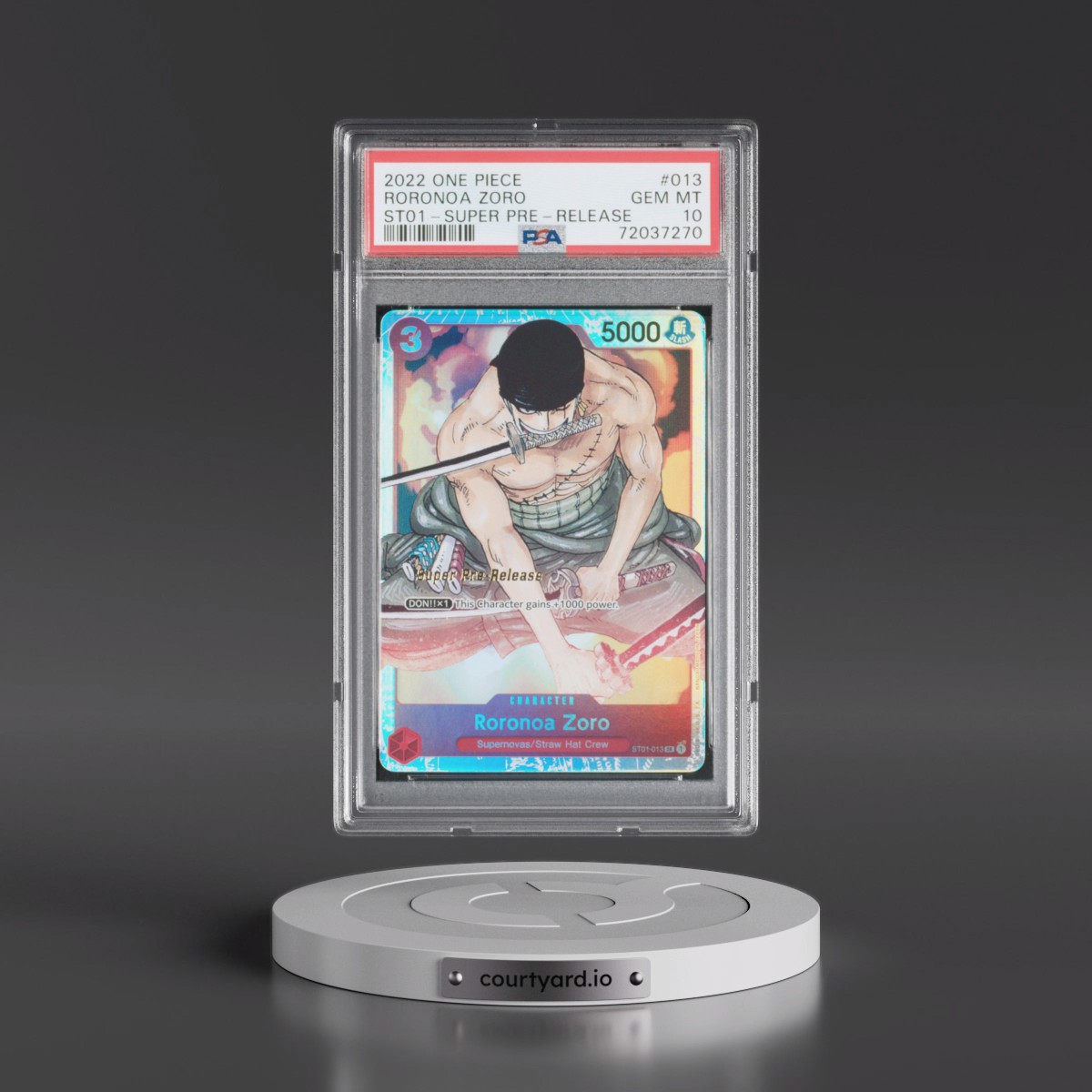 2022 One Piece Starter Deck ST01-Straw Hat Crew #013 Roronoa Zoro - Super Pre-Release (PSA 10 GEM MINT)