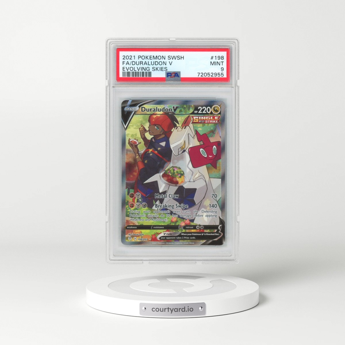 2021 Pokémon Sword & Shield Evolving Skies #198 Duraludon V - Holo Full Art (PSA 9 MINT)