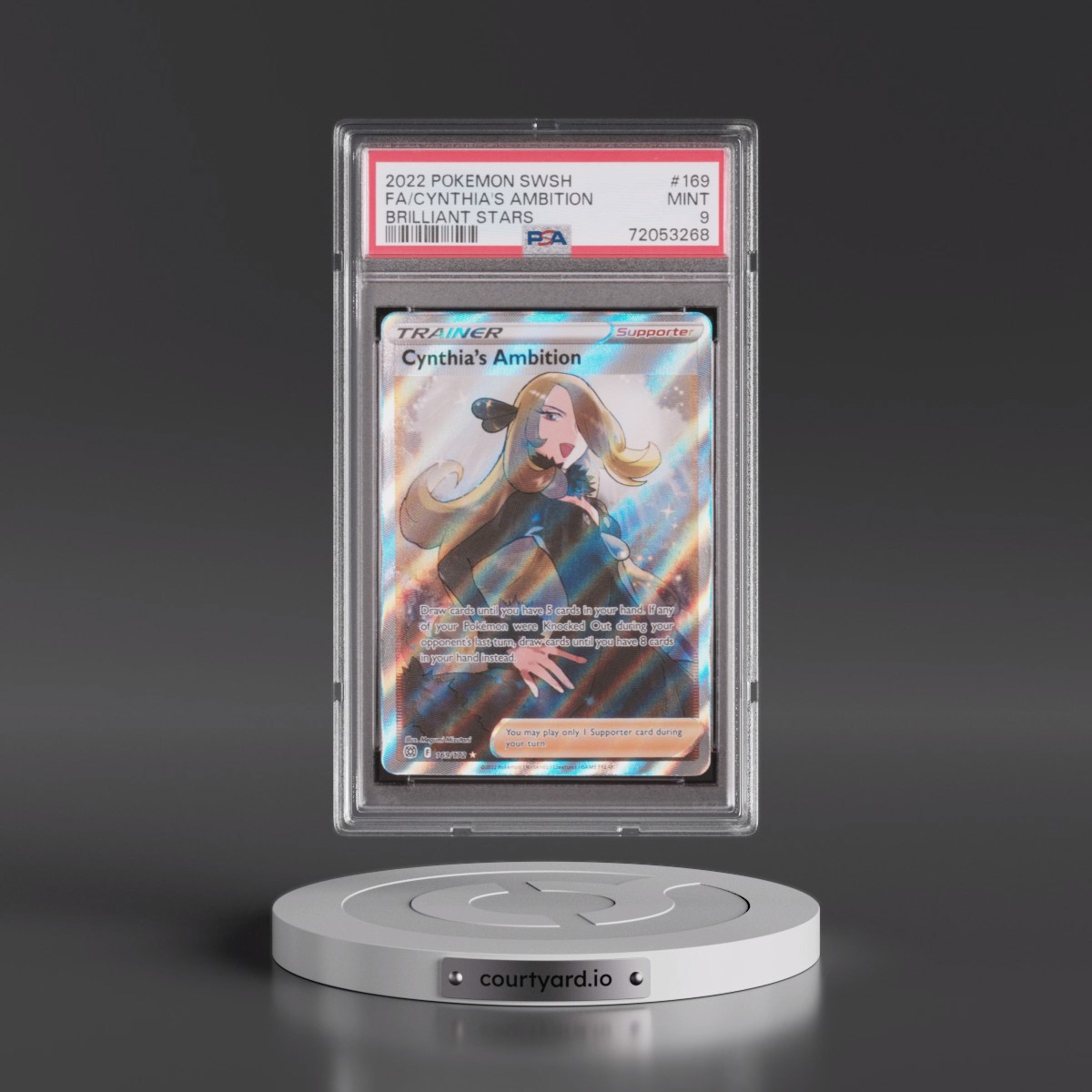 2022 Pokémon Sword & Shield Brilliant Stars #169 Cynthia's Ambition - Full Art (PSA 9 MINT)