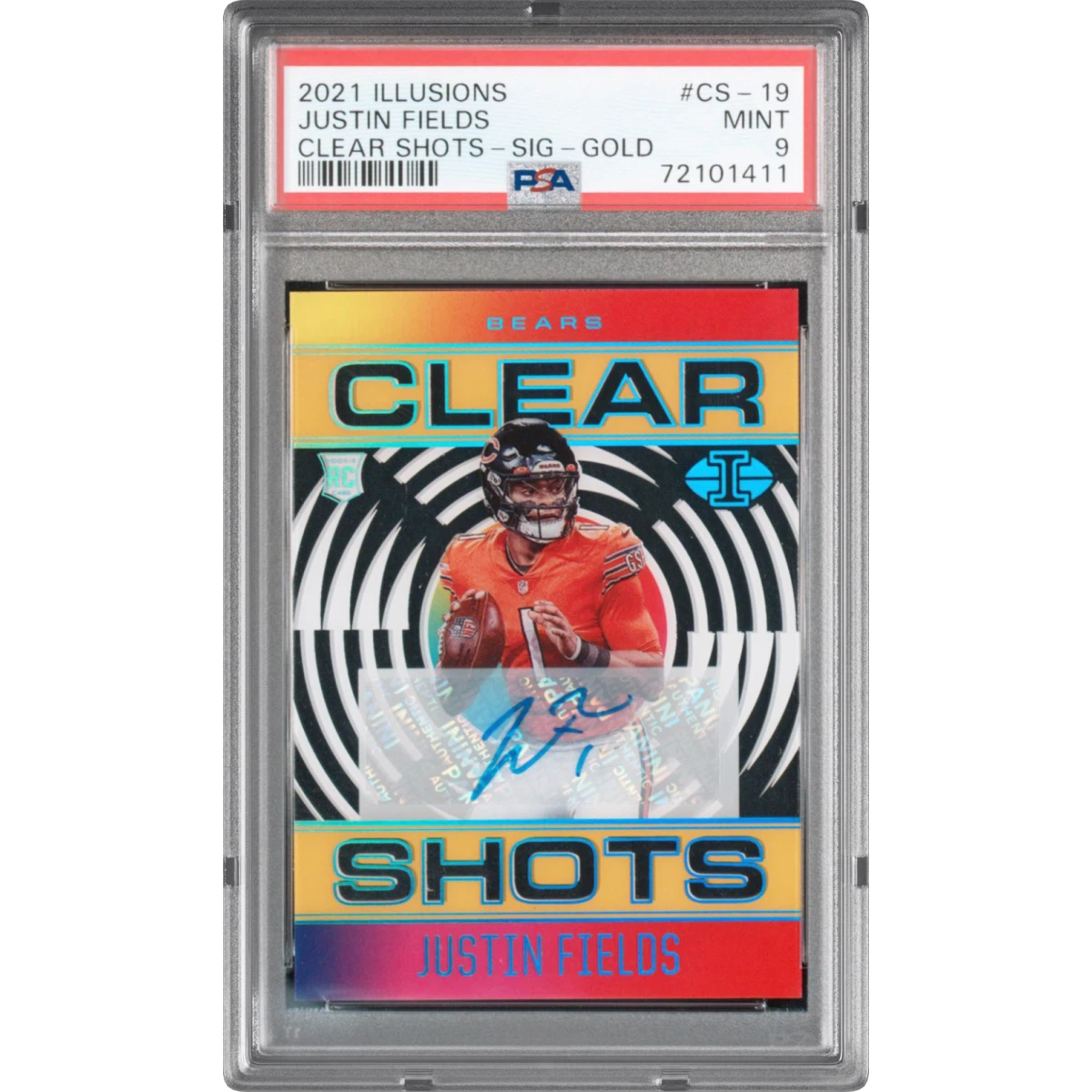 2021 Panini Illusions Clear Shots #CS-19 Justin Fields - Signature-Gold (PSA 9 MINT)
